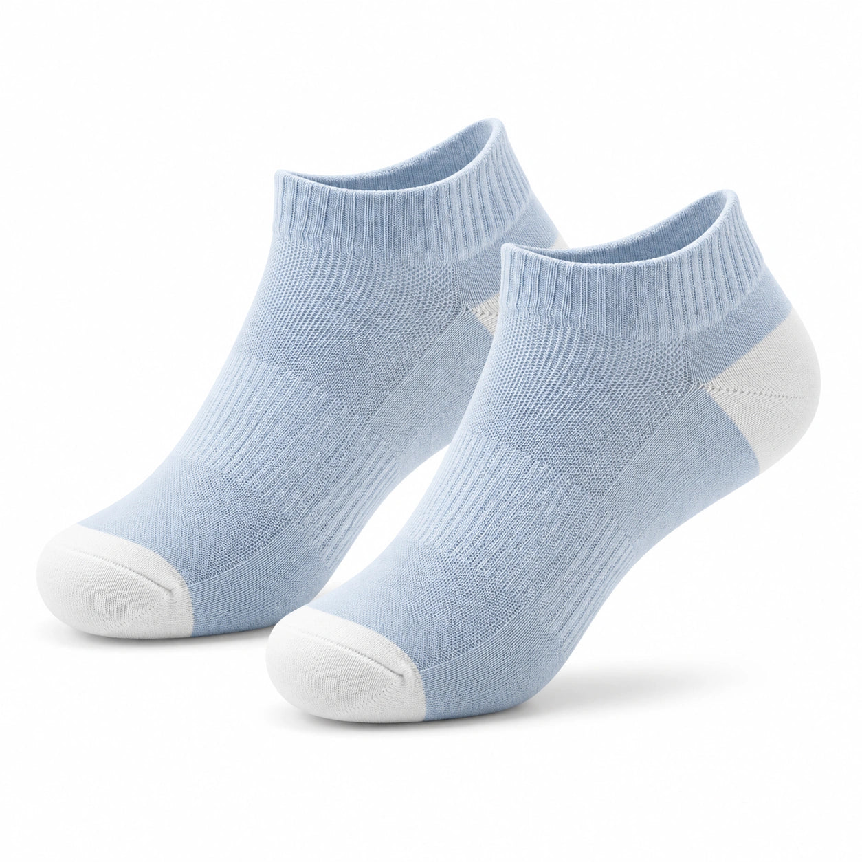 Chaussettes basses 39-42 en maille bleu clair et blanc style sportif