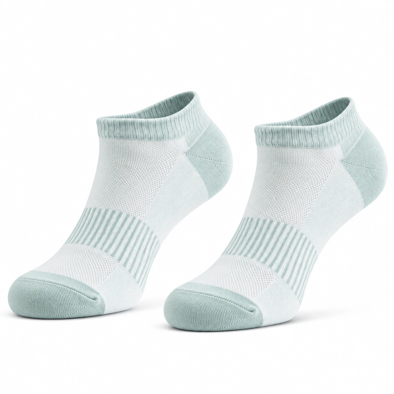 Chaussettes de sport 43-46 en maille textile vert menthe et blanc - coupe courte respirante