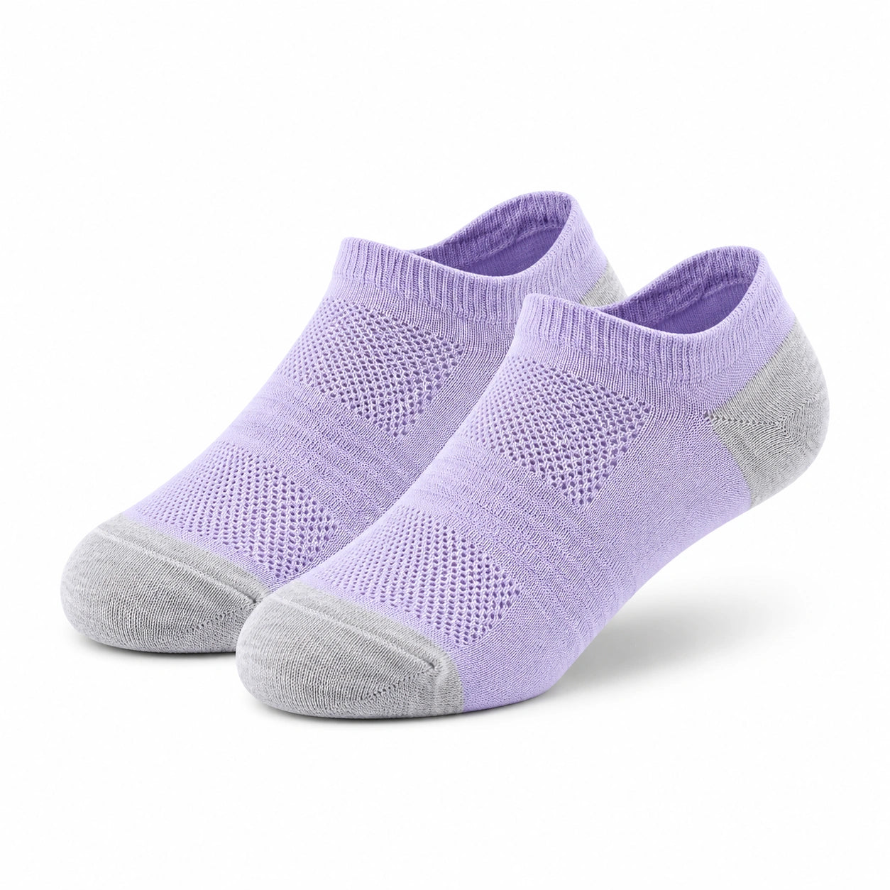 Chaussettes basses 43-46 en maille lilas et gris avec zones aérées