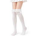 Chaussettes hautes 35-38 en maille textile blanche à dentelle style romantique