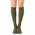 Chaussettes hautes 39-42 en maille vert kaki côtelées