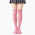 Chaussettes hautes 39-42 en maille textile rose chiné style décontracté