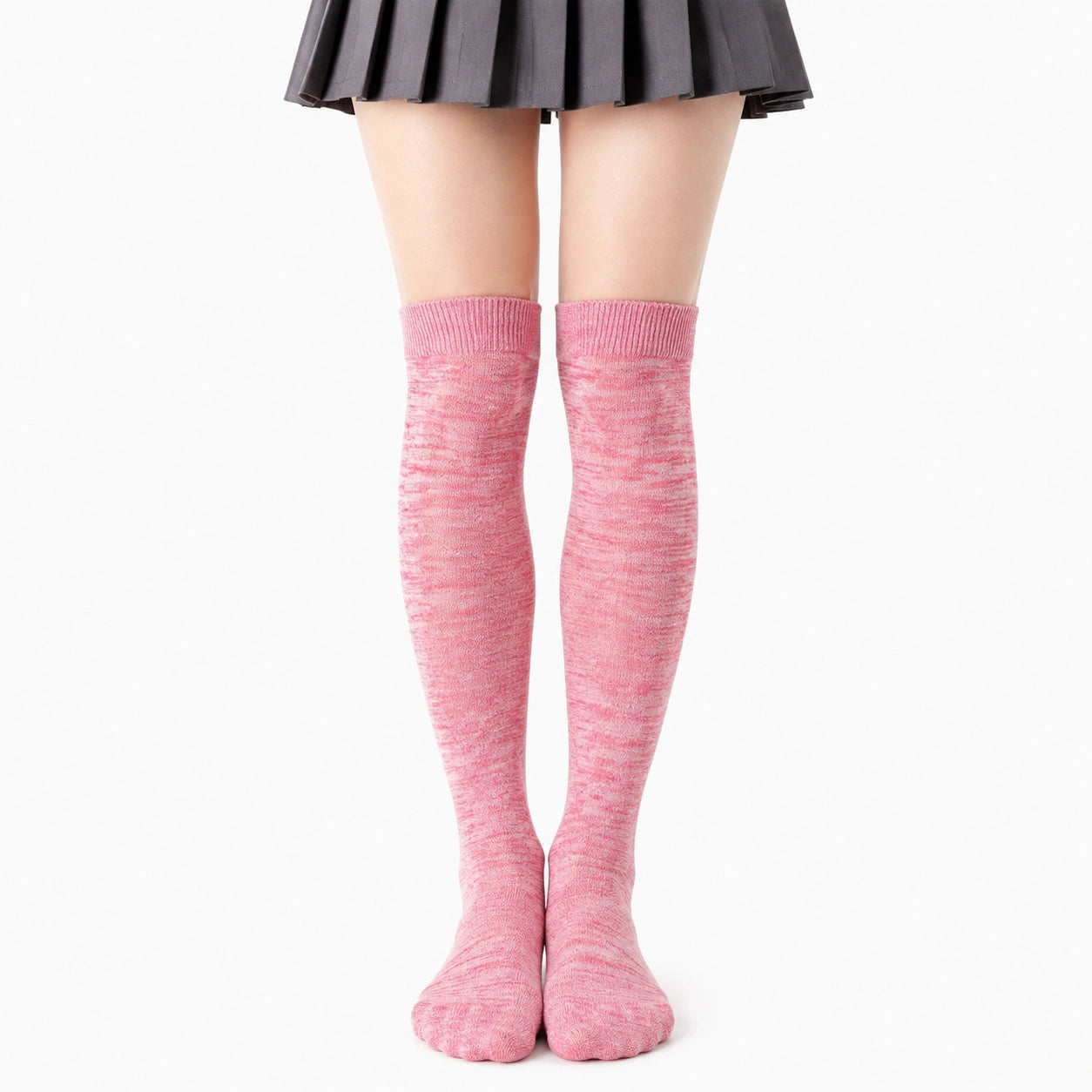 Chaussettes hautes 39-42 en maille textile rose chiné style décontracté