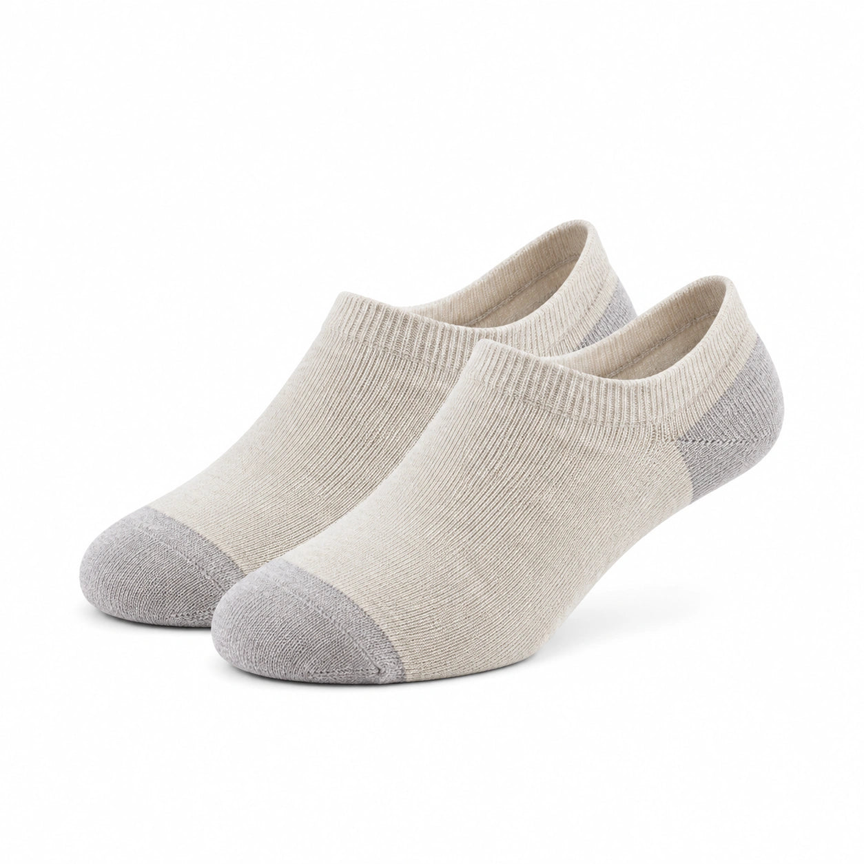 Chaussettes invisibles 39-42 en maille écru et gris clair - coupe basse extensible