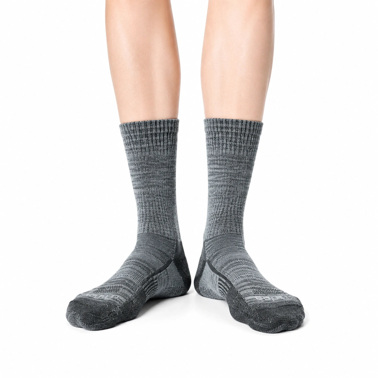 Chaussettes mi-mollet 39-42 gris chiné en maille côtelée pour usage quotidien