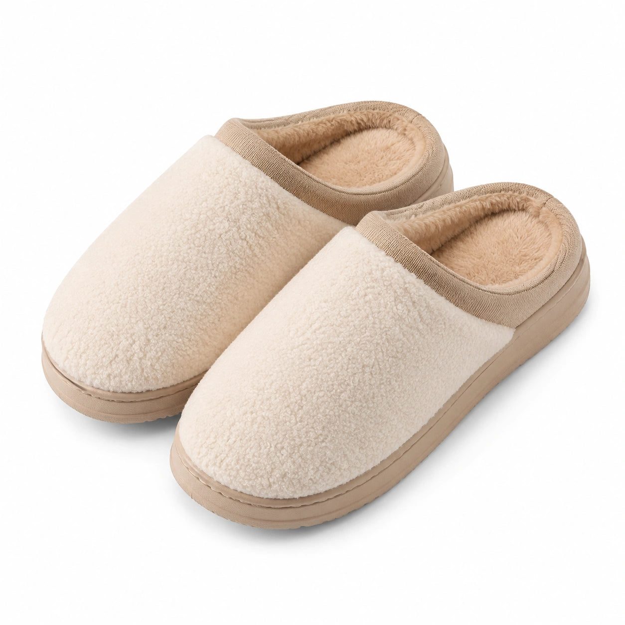 Chaussons 38/39 en textile beige à doublure douce pour intérieur