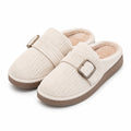 Chaussons 42/43 en textile côtelé beige à boucle pour intérieur