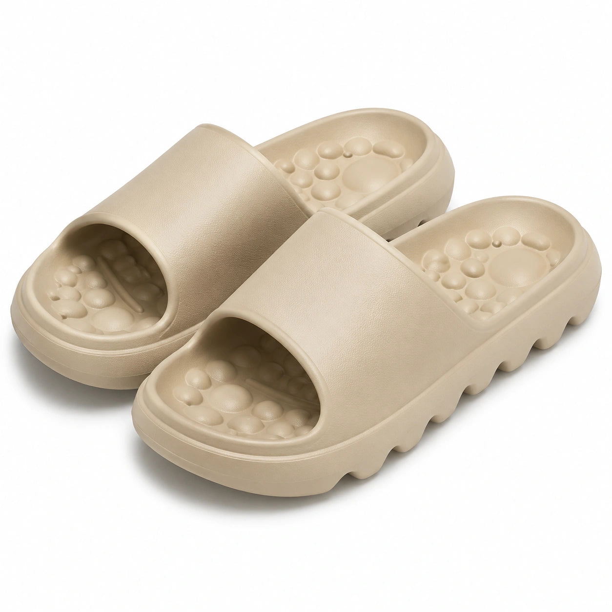 Claquettes 42/43 en mousse synthétique beige à semelle massante antidérapante