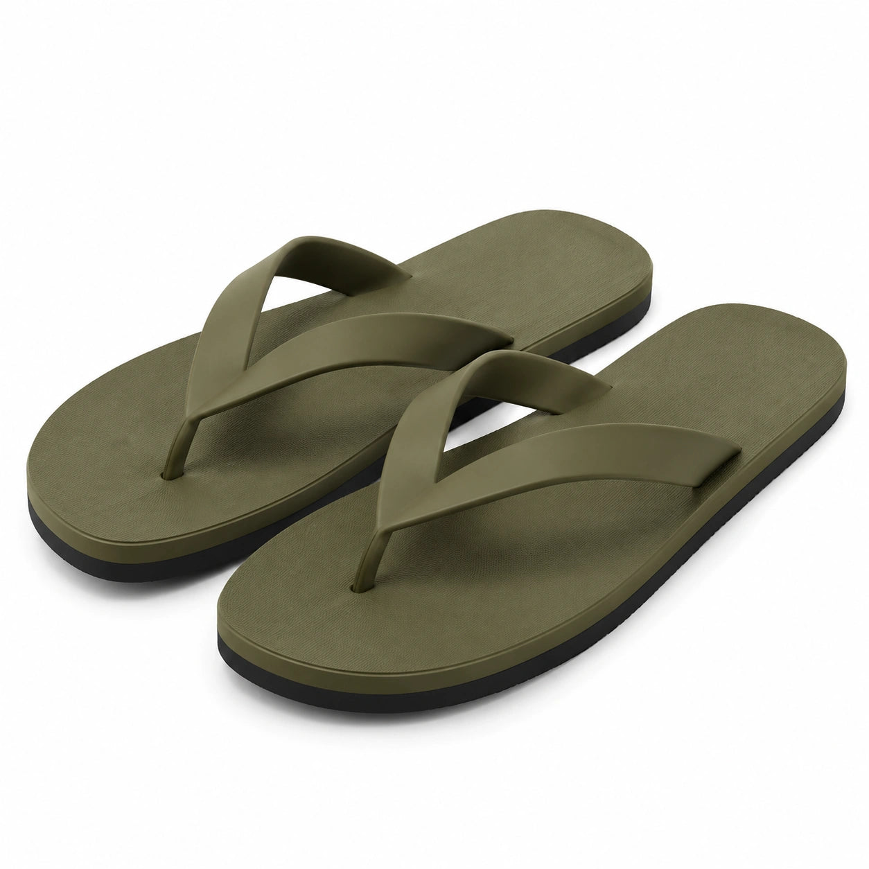 Tongs 42/43 en matière synthétique vert olive pour plage à semelle antidérapante