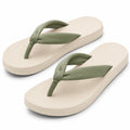 Tongs 38/39 à brides textiles vert sauge et semelle mousse beige - chaussures d'été décontractées