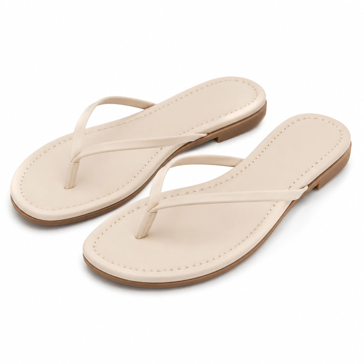 Sandales tongs femme taille 40/41 beige effet cuir semelle plate style minimaliste