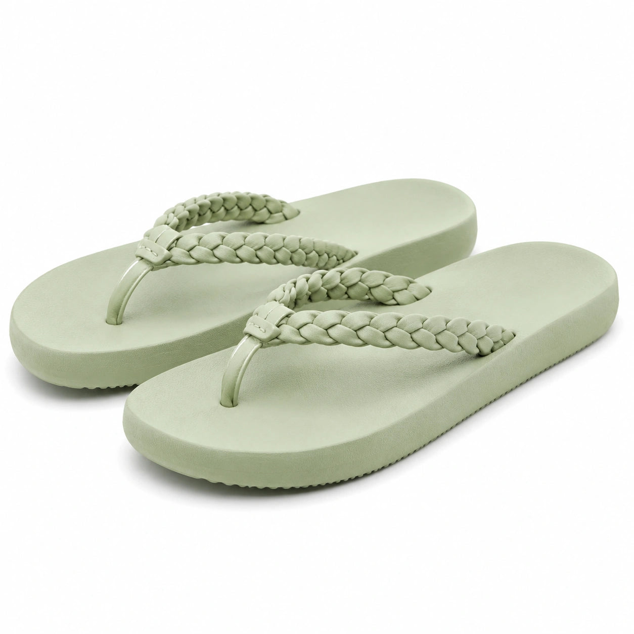 Tongs femme taille 40/41 vert sauge en matière synthétique à brides tressées