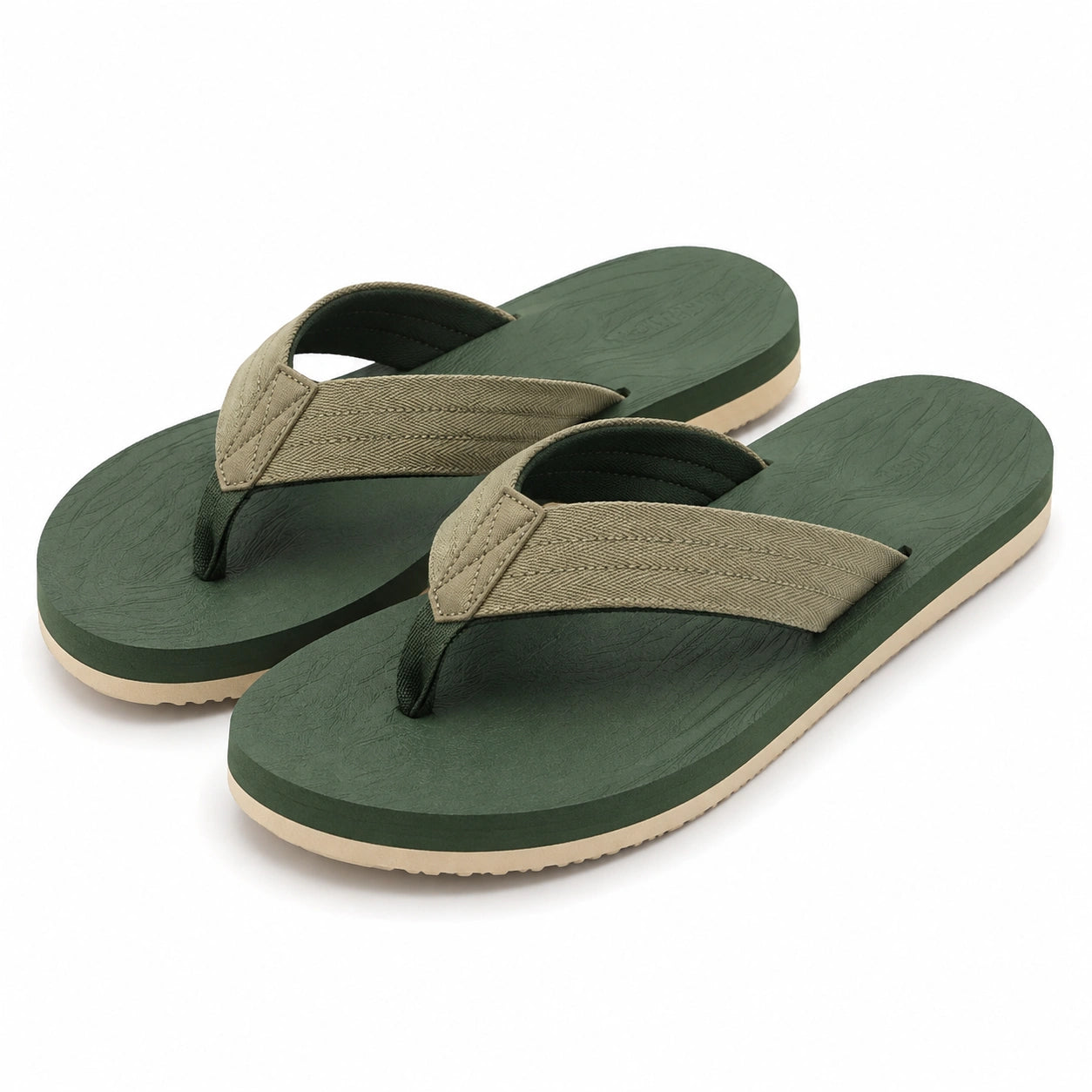 Tongs 40/41 vert kaki à bride textile - semelle synthétique décontractée